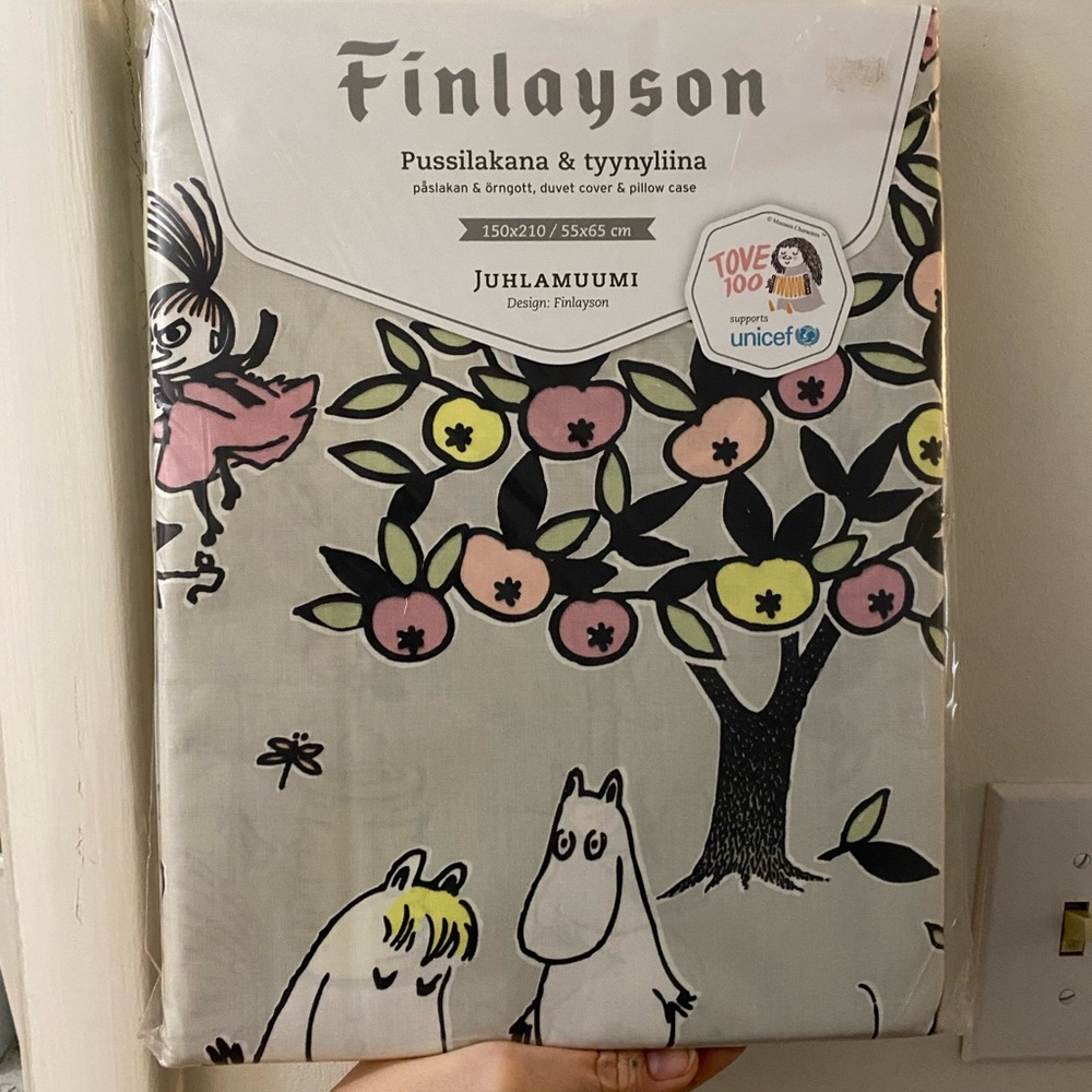 Moomin Duvet Cover Set - Gray with Multicolor Design- NEW IN PACKAGING